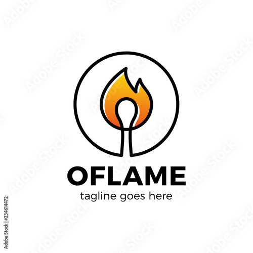 Letter O Logo with burn fire match in center