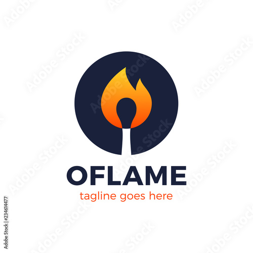 Letter O Logo with burn fire match in center