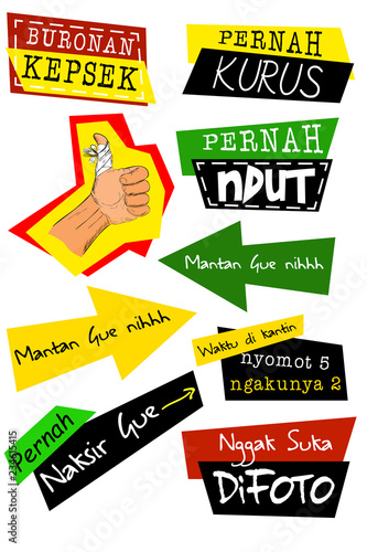 Photobooth Prop, abstract shape with indonesia slang word