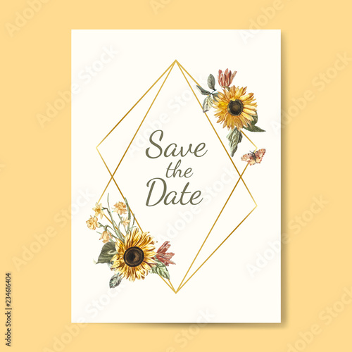 Save the date wedding invitation mockup vector photo