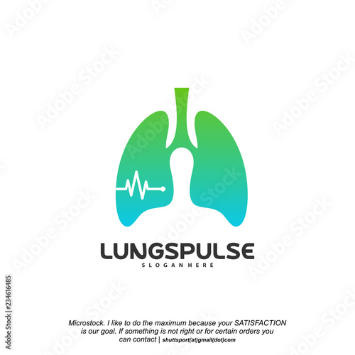 Lungs Pulse logo designs concept vector, Health lungs logo designs template