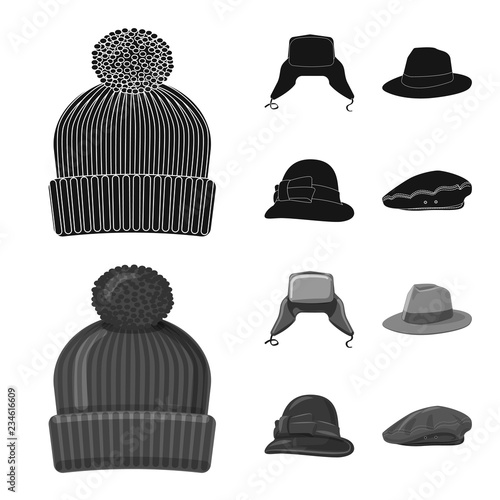 Vector design of headgear and cap icon. Set of headgear and accessory stock symbol for web.