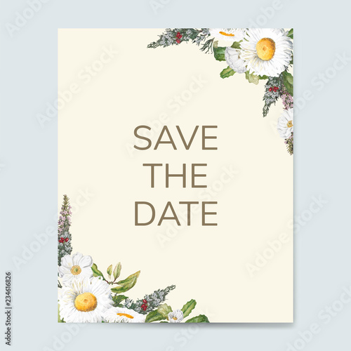 Save the date wedding invitation mockup card vector photo