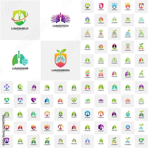 Collection of Lungs logo vector, Health lungs logo template, design concept