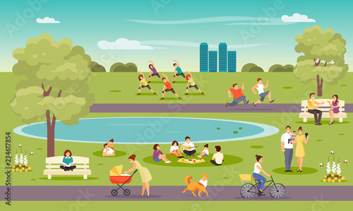 People in the park vector