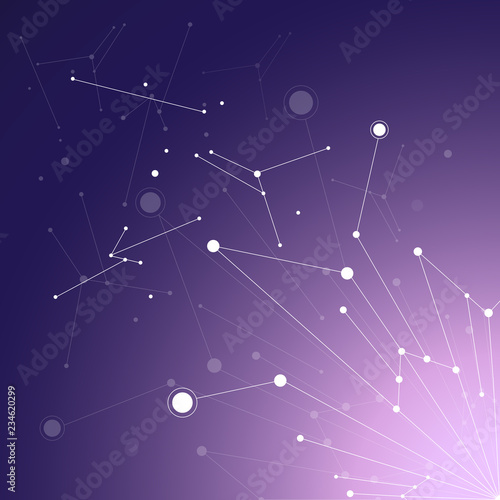 Geometric pattern with connected lines and dots.