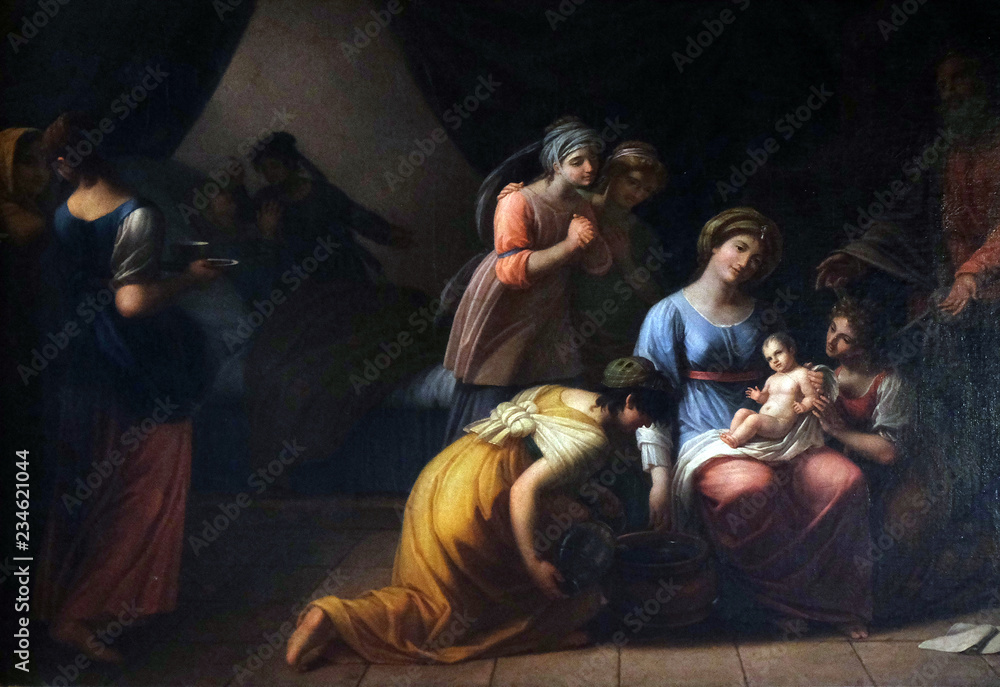 Birth of Mary' by A. Cecchi, fresco in Basilica of Saint Frediano, Lucca, Tuscany, Italy <span>plik: #234621044 | autor: zatletic</span>