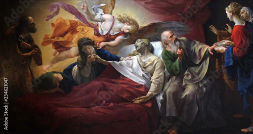 Death of St. Anne by Bernardino Nocchi, Basilica of Saint Frediano, Lucca, Tuscany, Italy