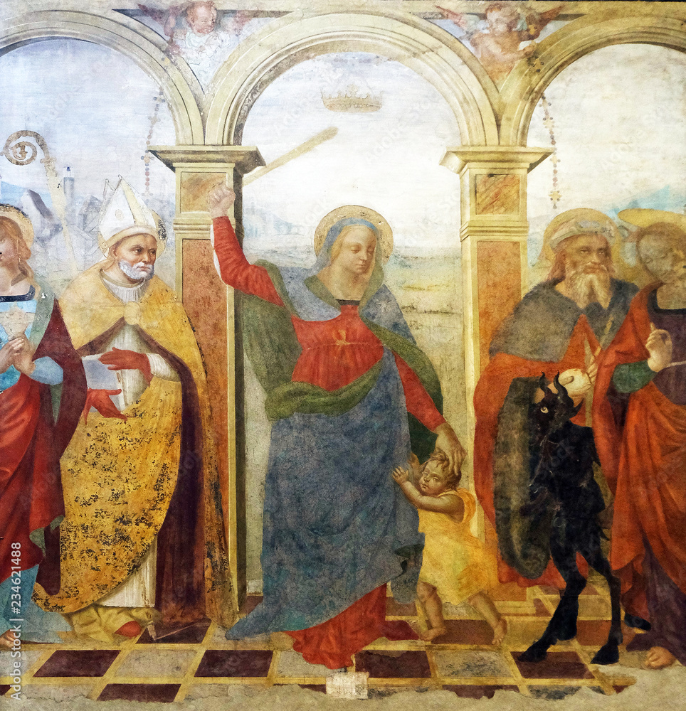 Chapel of the Madonna of the Rescue, altar of Giuliano da Pisa in the Basilica of Saint Frediano, Lucca, Tuscany, Italy Chapel of the Madonna of the Rescue, altar of Giuliano da Pisa in the Basilica of Saint Frediano, Lucca, Tuscany, Italy