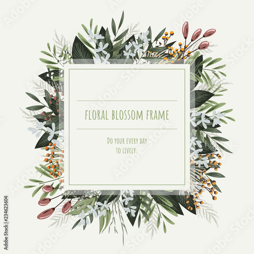 The square floral frame for invitation cards and graphics.