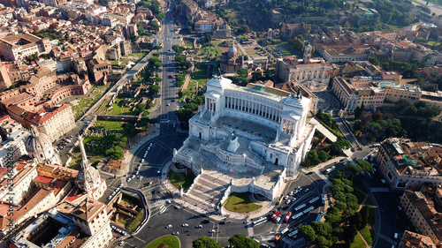 Photography Aerial drone view of iconic neoclassic building of Altar of the Fatherland - Alt