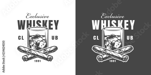Vintage whisky bar emblem