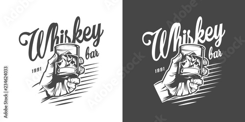 Monochrome whisky bar logotype