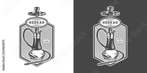 Vintage hookah lounge bar logotype