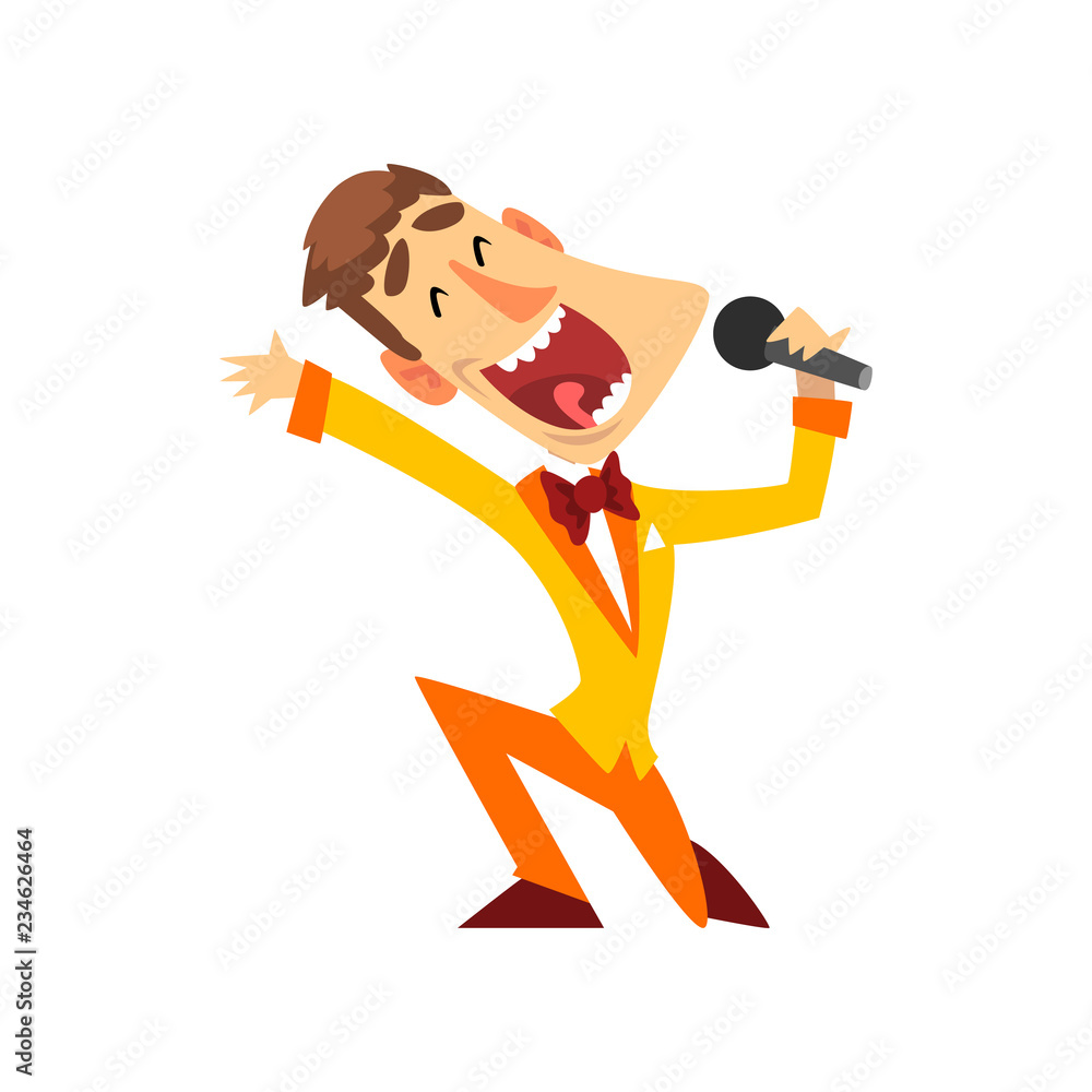 Game show host with microphone vector Illustration on a white background