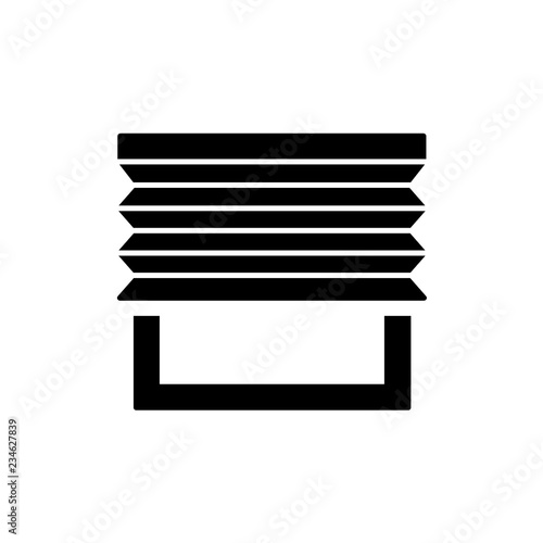 Pleated blinds. Vector illustration. Flat icon of shades. Window decoration. Isolated object