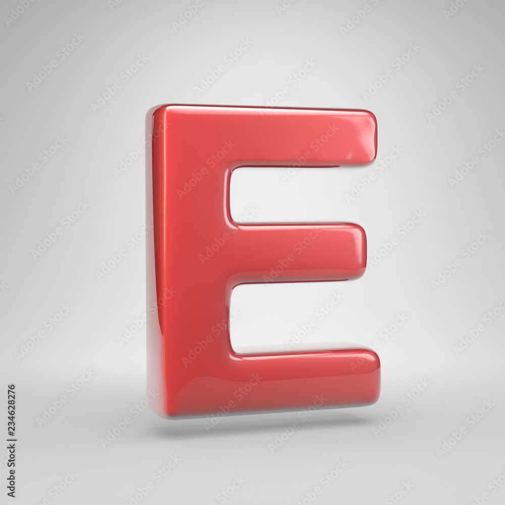 Coral car paint letter E uppercase isolated on white background Coral car paint letter E uppercase isolated on white background