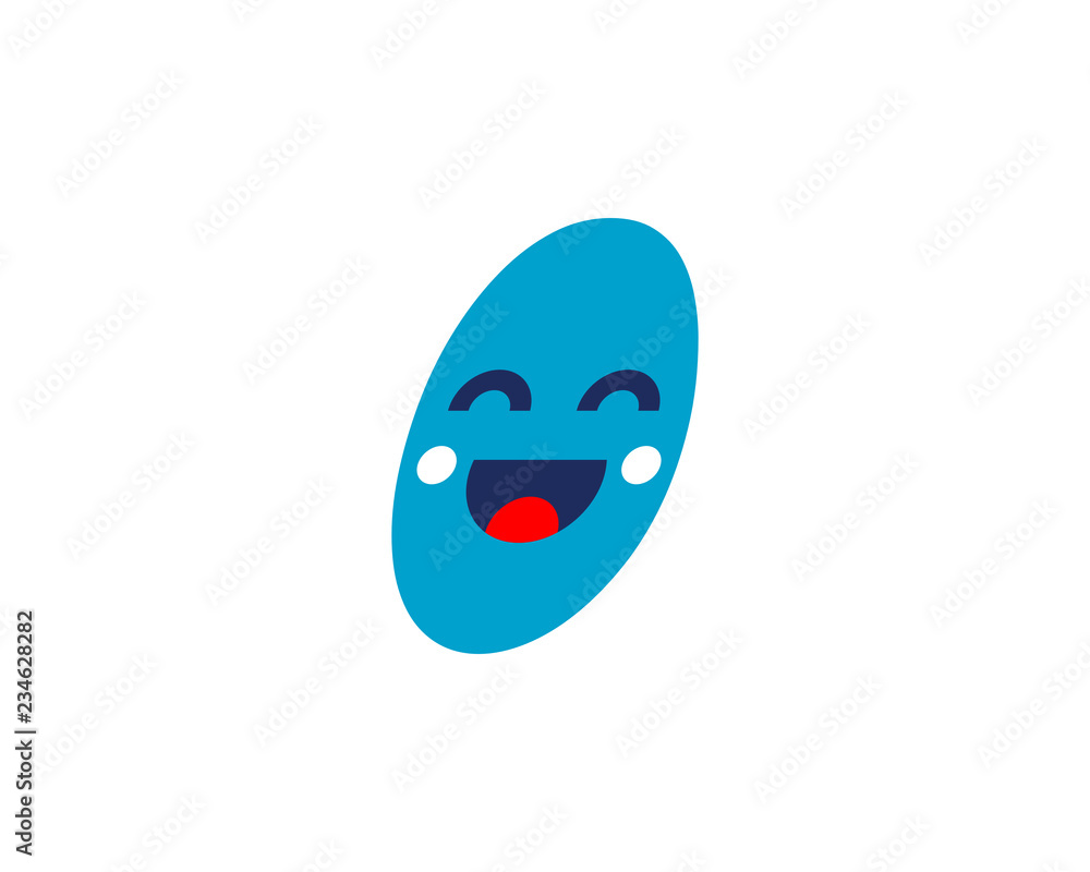 Smile icon template design, Smiling emoticon vector logo, Face line art style