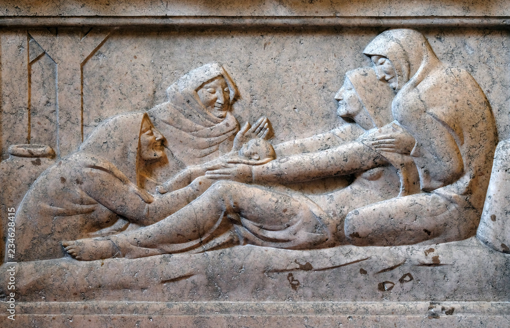 Birth of Jesus by Ivan Mestrovic in the church of St. Mark in Zagreb, Croatia Birth of Jesus by Ivan Mestrovic in the church of St. Mark in Zagreb, Croatia
