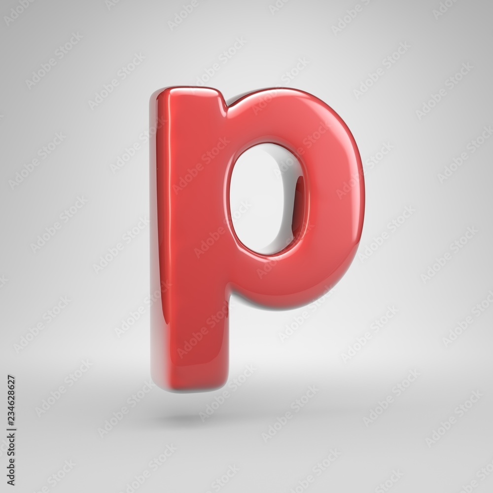 Coral car paint letter P lowercase isolated on white background Coral car paint letter P lowercase isolated on white background