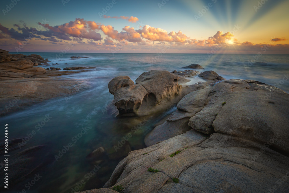 Nice long exposure sunset picture from a Costa Brava coastal in Spain