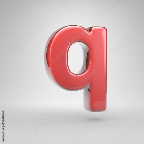 Coral car paint letter Q lowercase isolated on white background