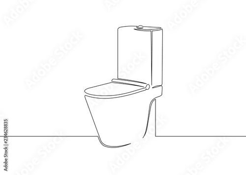 One continuous drawn single art line doodle sketch toilet