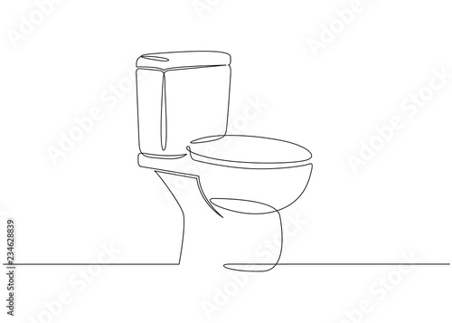 One continuous drawn single art line doodle sketch toilet