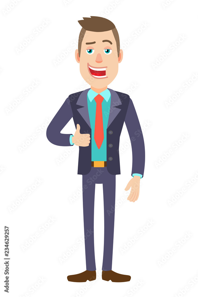 Businessman showing thumb up