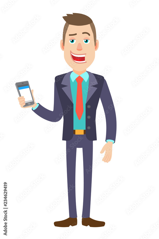 Businessman holding mobile phone in hand