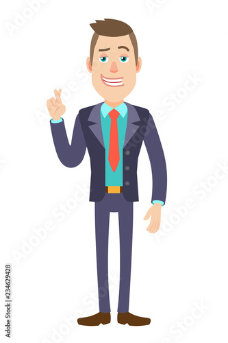 Businessman with crossed fingers