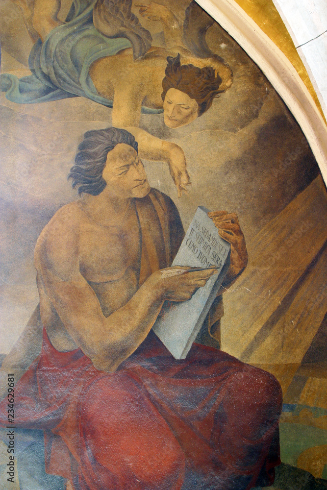 Fototapeta The prophet Daniel, fresco in the church of St. Mark in Zagreb, Croatia