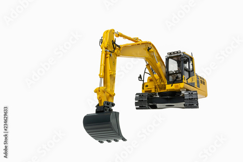 Excavator    loader  with a technology  machinery  isolated on white background