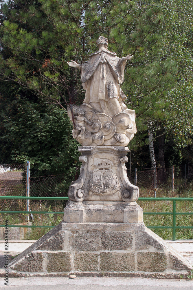 Saint John of Nepomuk statue in Klenovnik, Croatia 