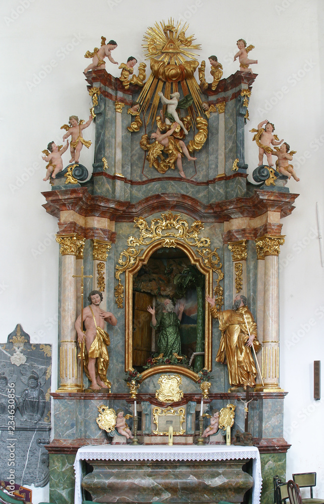 The altar of St. Paul the Hermit, parish Church of the Immaculate Conception of the Virgin Mary in Lepoglava, Croatia 