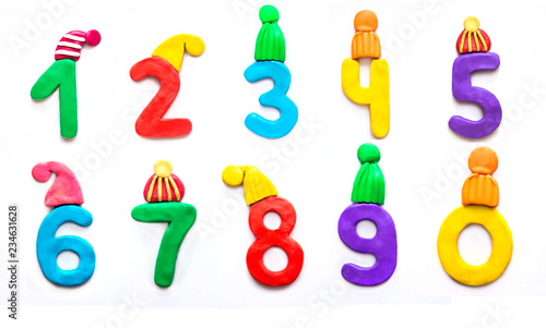 Wallpaper Mural Set of plasticine numbers in winter hats Torontodigital.ca