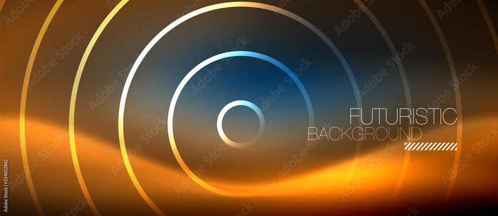 Neon glowing circles background Neon glowing circles background