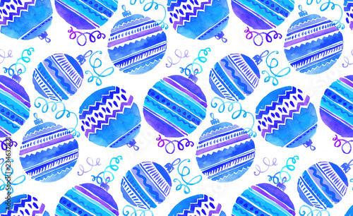 Christmas red and pink decorations watercolor