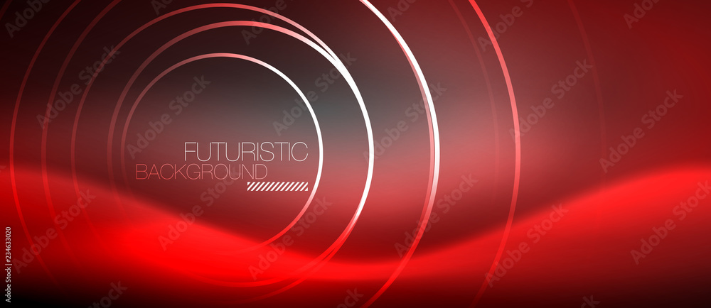 Neon circles abstract background, shiny lines Neon circles abstract background, shiny lines