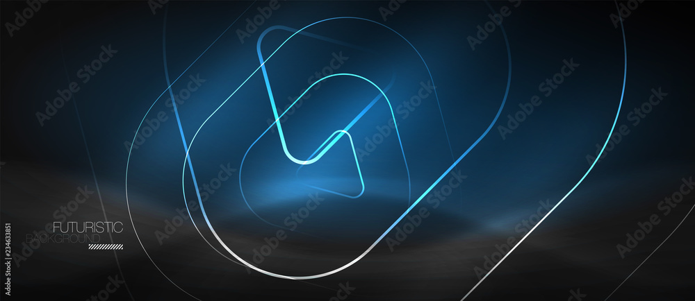 Fototapeta premium Dark black abstract background with neon colors and lines