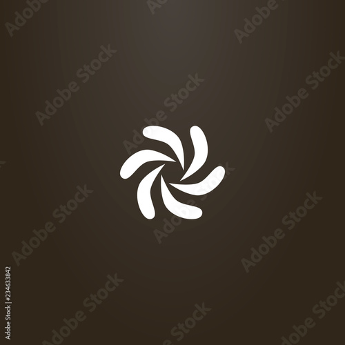 white sign on a black background. vector outline sign of abstract space galaxy multi-leaf flower