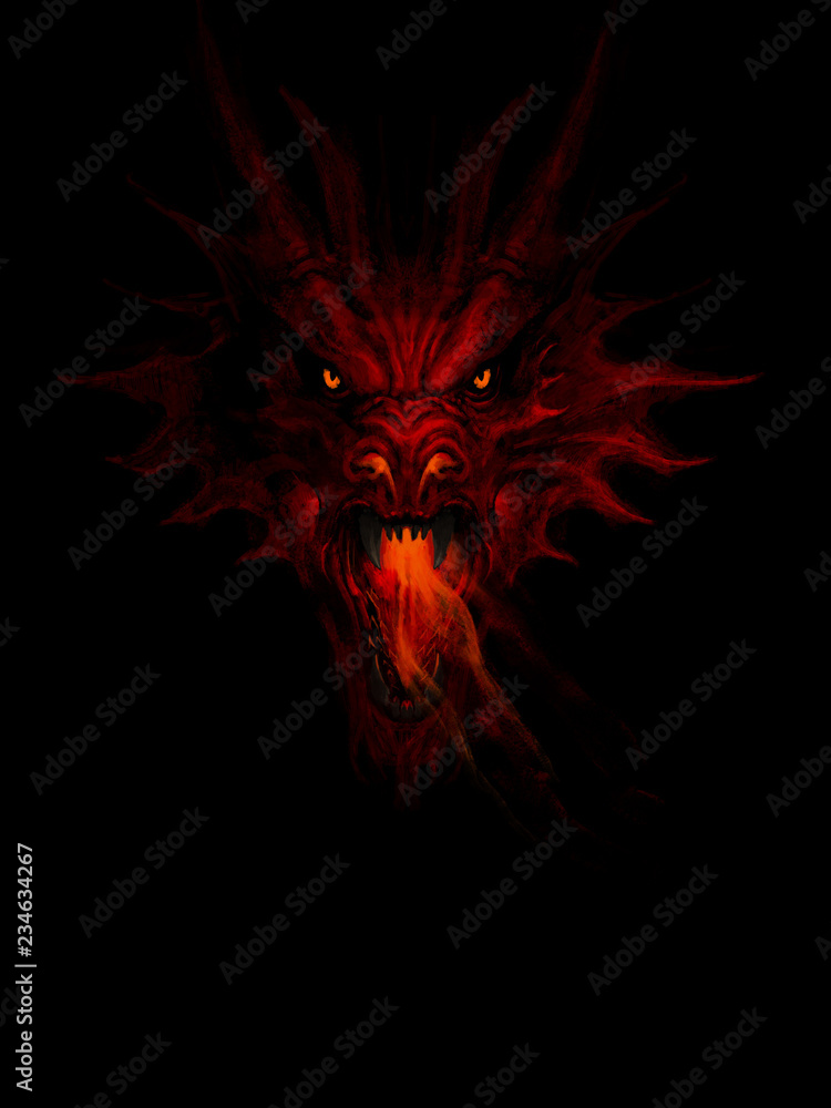 Mighty dragon head Stock Illustration | Adobe Stock