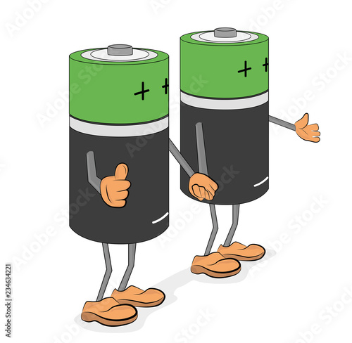 batteries in the form of men. stand hand in hand. vector illustration.