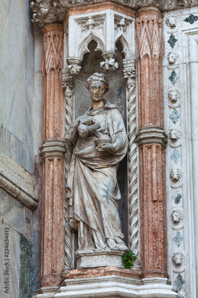 Architecture details- sculpture at San Marco Piazza in Venice, Italy
