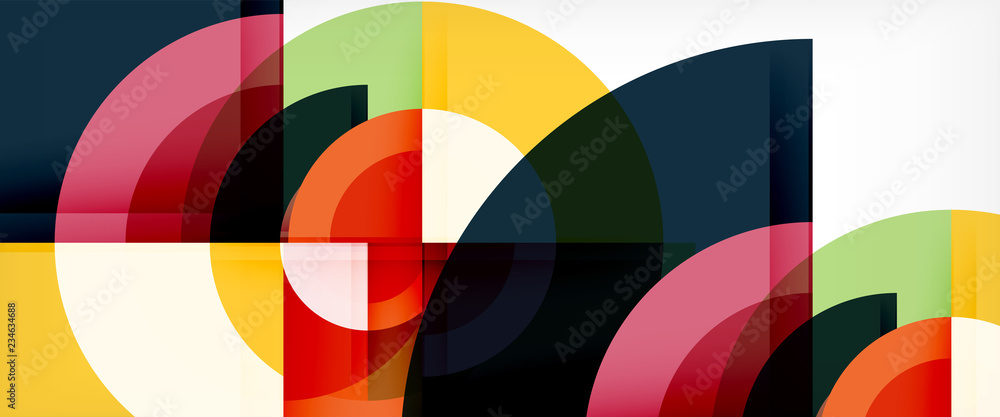 Modern geometric circles abstract background, colorful round shapes with shadow effects Modern geometric circles abstract background, colorful round shapes with shadow effects