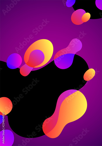 Vector abstract futuristic card, bright gradient liquid shapes background. Geometric wavy fluid elements in trendy style