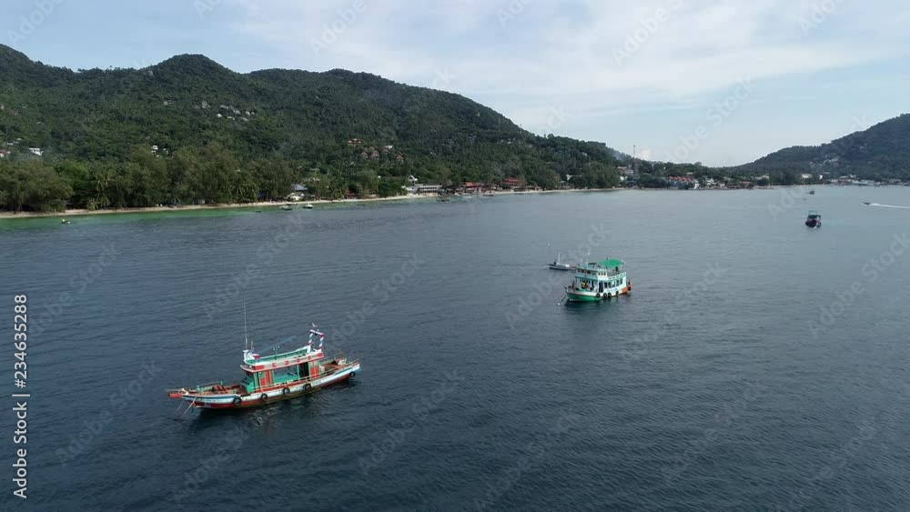 Boats in sea aerial view. Boats in sea aerial view.