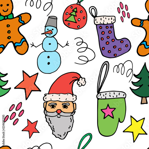  Christmas doodling  seamless background for packaging  new year design.