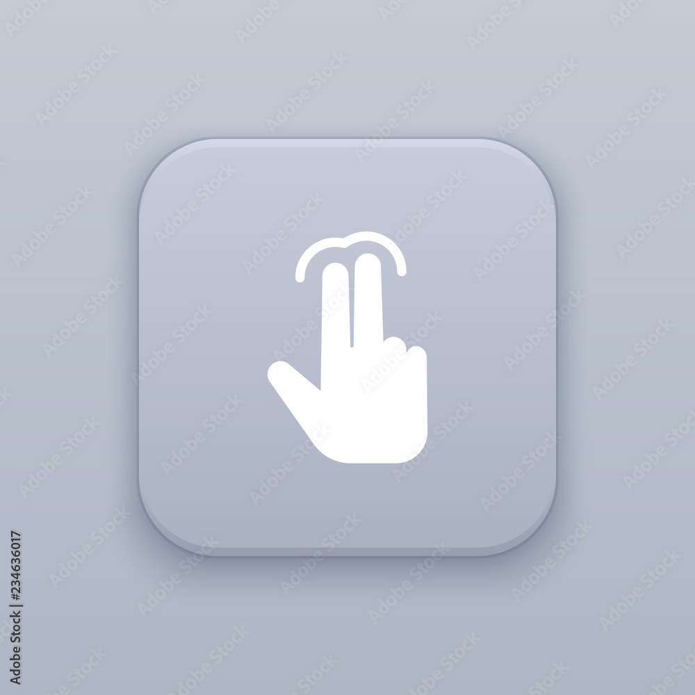 Double tap finger gray vector button with white icon Double tap finger gray vector button with white icon