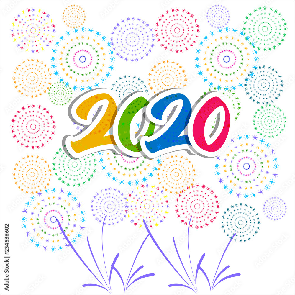 Happy New Year 2020 background with fireworks. Happy New Year 2020 background with fireworks.